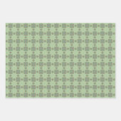 春緑セット上のジオメトリグリーン ラッピングペーパーシート (正面)