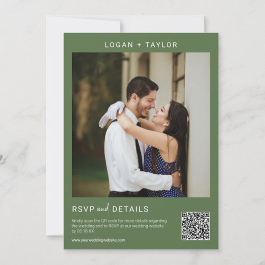 春緑植物緑金ゴールドフレームQRコード 招待状 (裏面)