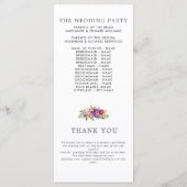 春緑豊結婚花束式プログラム メニュー (裏面)