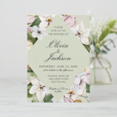 春緑 | ピンクチューリップダフォディル結婚フローラ 招待状 (スタンド正面)
