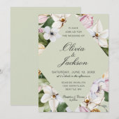 春緑 | ピンクチューリップダフォディル結婚フローラ 招待状 (正面/裏面)