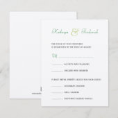 春緑RSVPのフォーマルな結婚式の応答カード 出欠カード (正面/裏面)