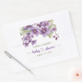春繊細な紫色の花ベビーシャワー スクエアシール (封筒)