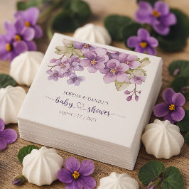 春繊細な紫色の花ベビーシャワー スタンダードカクテルナプキン