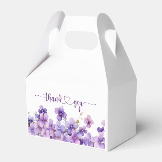 春繊細な紫色の花ベビーシャワー フェイバーボックス (正面サイド)