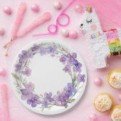 春繊細な紫色の花ベビーシャワー ペーパープレート (パーティー)