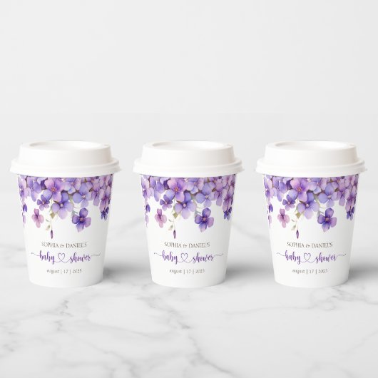 春繊細な紫色の花ベビーシャワー 紙コップ (複数)