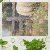 春羊と野絵を描草花 キッチンタオル (折り畳み)