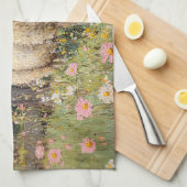 春羊と野絵を描草花 キッチンタオル (四つ折り)