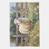 春羊と野絵を描草花 キッチンタオル (縦)