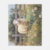 春羊と野絵を描草花 フリースブランケット (正面)