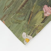 春羊と野絵を描草花 フリースブランケット (角)