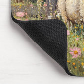 春羊と野絵を描草花 マウスパッド (コーナー)