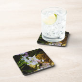 春美しいアパープルワイルドフラワー抽象芸術 コースター (右側)