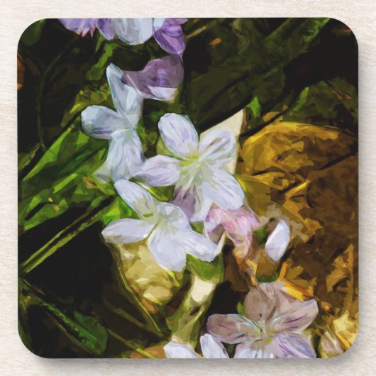 春美しいアパープルワイルドフラワー抽象芸術 コースター (正面)