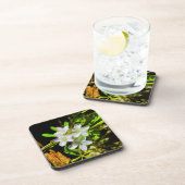 春美しいアパープルワイルドフラワー抽象芸術 コースター (右側)