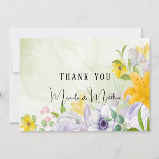 春美しいフローラ結婚のサンキューカード 招待状 (正面)