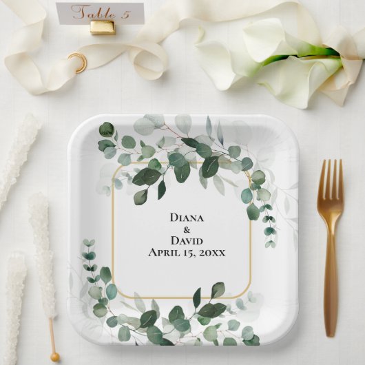 春美しい植物性結婚植物 ペーパープレート (ウェディング)