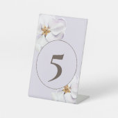 春花の白い花のテーブル番号 台座サイン (正面)