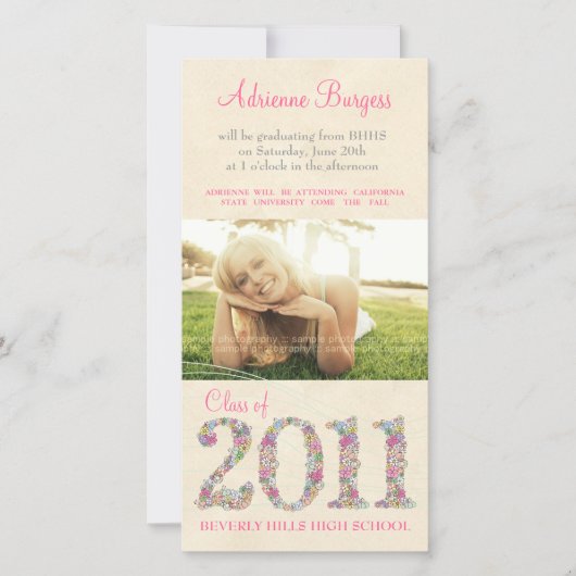 春花ズクラス2011卒業フォトカード 案内状 (正面)