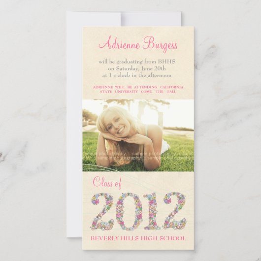 春花ズクラス2012卒業フォトカード 案内状 (正面)