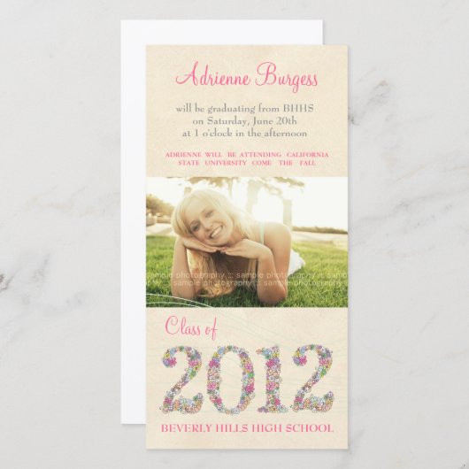 春花ズクラス2012卒業フォトカード 案内状 (正面/裏面)