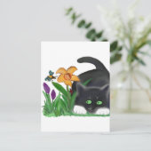 春花園でミツバチと子猫を食べる ポストカード (スタンド正面)