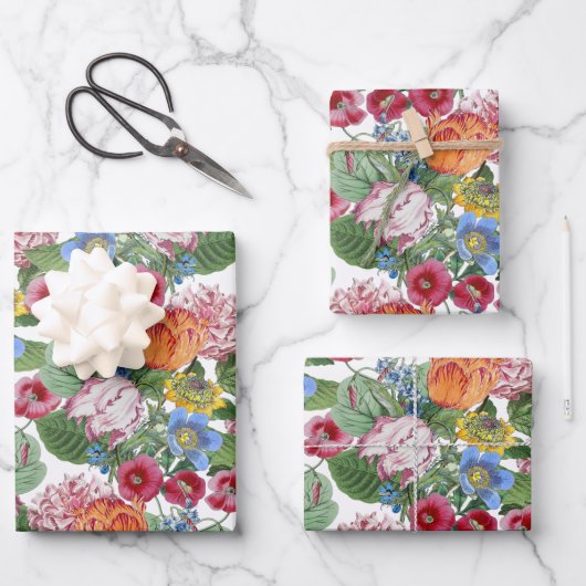 春花園の模様 ラッピングペーパーシート (正面)