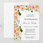 春花枠スペインの結婚式招待状 招待状 (正面/裏面)