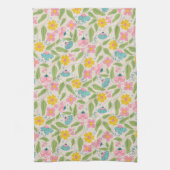 春花柄オンピンク キッチンタオル (縦)