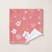 春花柄モノグラムピンク バスタオルセット (ウォッシュタオル)