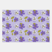 春花柄（紫） ラッピングペーパーシート (正面)