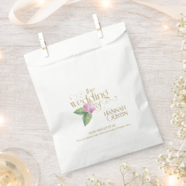 春花模様エレガントタイポグラフィ結婚ズケーキ フェイバーバッグ