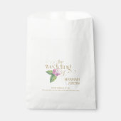 春花模様エレガントタイポグラフィ結婚ズケーキ フェイバーバッグ (正面)