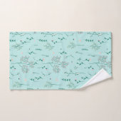 春花模様オン淡い色のブルー バスタオルセット (ハンドタオル)