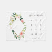 春花模様ダイヤモンドベビーマイルストーンブランケット フリースブランケット (正面(横))