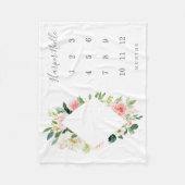 春花模様ダイヤモンドベビーマイルストーンブランケット フリースブランケット (正面)