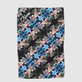 春花模様パーソナライズされた ゴルフタオル (正面)