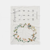 春花模様ベビーマイルストーン一括 フリースブランケット (正面)