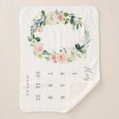 春花模様ベビーマイルストーン シェルパブランケット (正面)