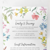 春花模様三折結婚式招待状 三つ折り招待状 (内部最初)