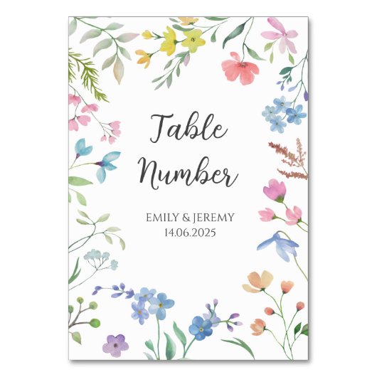 春花模様結婚のテーブル番号 テーブルナンバー (正面)