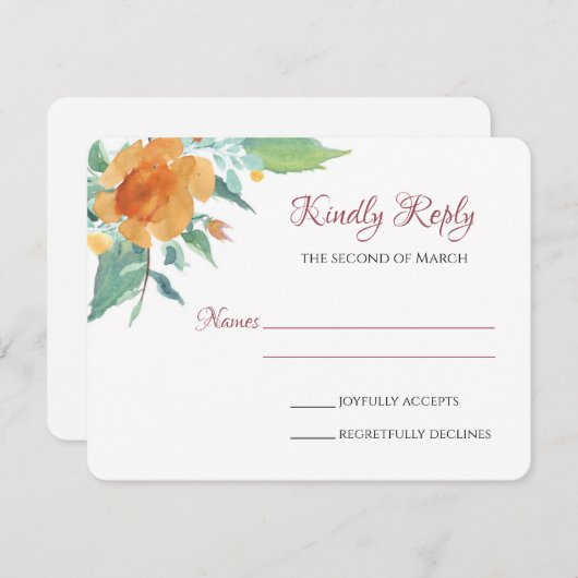 春花模様 出欠カード (正面/裏面)