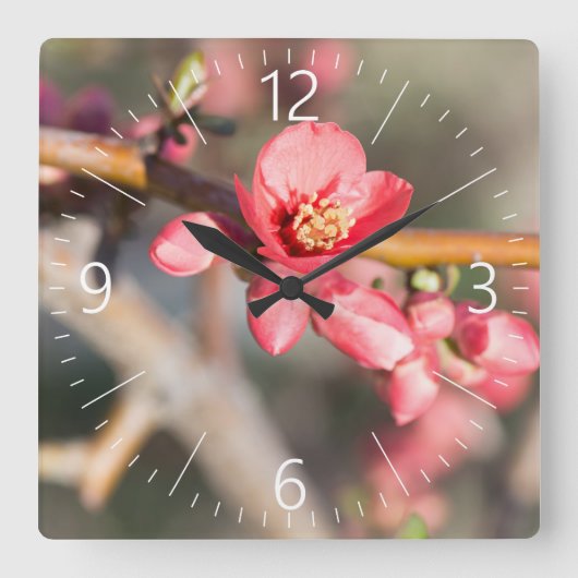 春花 スクエア壁時計 (正面)