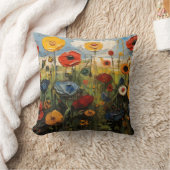 春草花カラフル付き クッション (ブランケット)