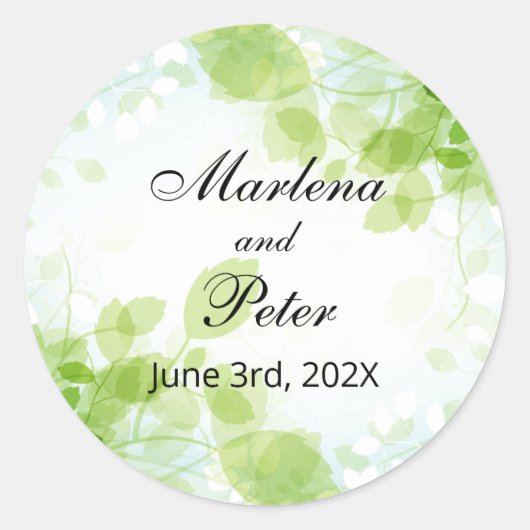 春葉の水の色結婚の ラウンドシール (正面)