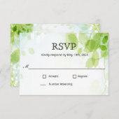 春葉水彩結婚式RSVP 出欠カード (正面/裏面)
