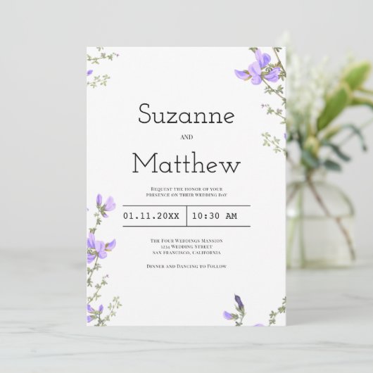 春薄紫グリーンワイルドフラワーボホ庭園の結婚式 招待状 (スタンド正面)