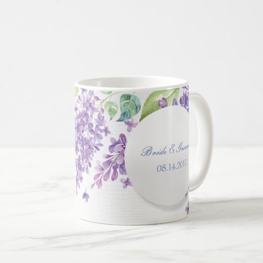 春薄紫フラワーブロッサム結婚-フローラ コーヒーマグカップ (正面右)