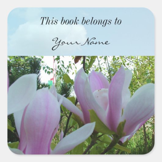 春薄紫マグノリア花 スクエアシール (正面)